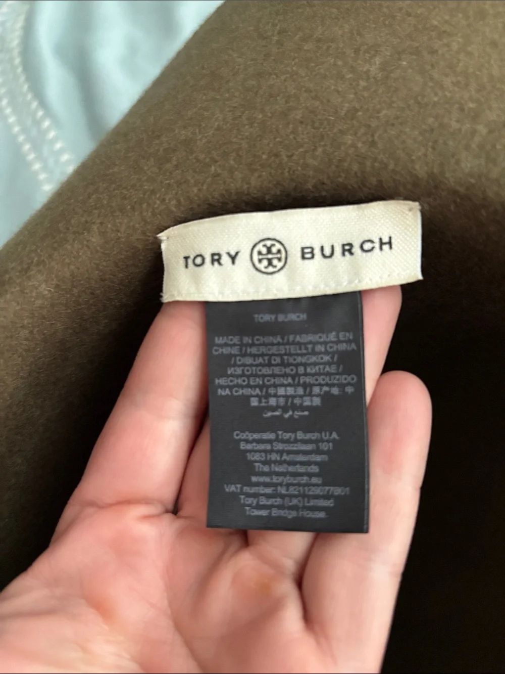 Tory Burch Wool Wide Brim Floppy Hat Taupe Brown Double T Logo One Size
